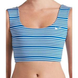 NWT • Nike • 2pc Reversible Top Mesh Striped Navy Blue Bikini Swimsuit Large Vac